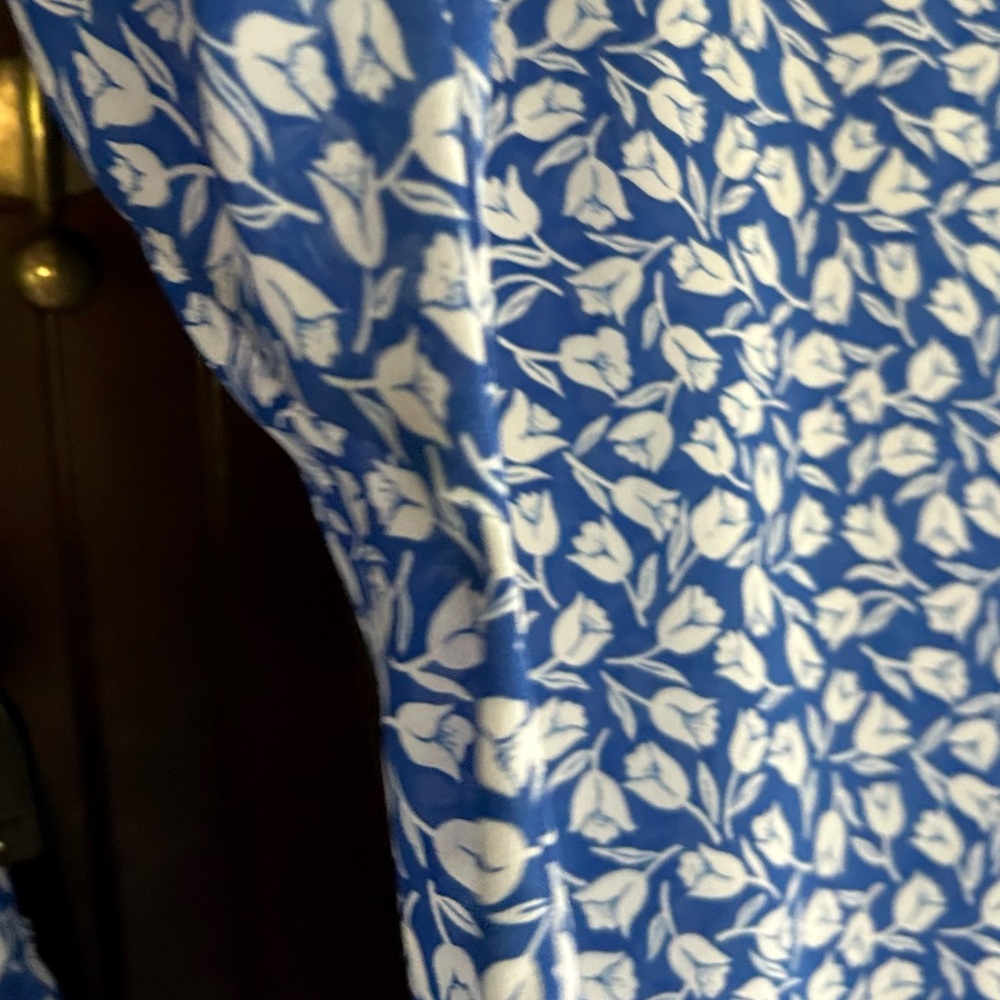 VTG Alison Peters Blue Micro Floral Print Midi Skirt Set Modest Cottage Retro 8 - Picture 6 of 15